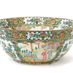 Chinese Export Porcelain Rose Medallion Punch Bowl