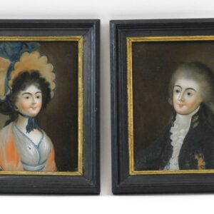 Pair of Reverse Painted Portraits by Unknown Artist