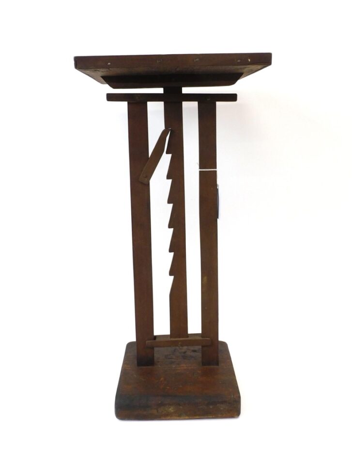 19th c Pine and Walnut Rachet Light Stand