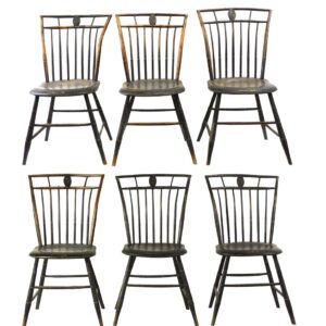 Very Rare Set Of (6) New Hampshire Windsor Chairs