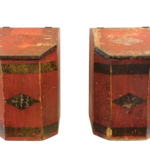 Pair Of Painted Wooden Tea Boxes.