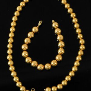 14K Gold Ball Necklace And Bracelet Set