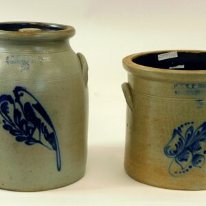 (2) Blue Decorated Stoneware 2 Gallon Crocks