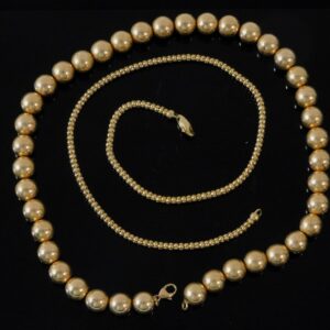 Two 14K Gold Bead Necklaces by Unknown Artist. Created in Unknown Date.