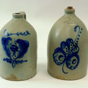 (2) Blue Decorated Stoneware Jugs