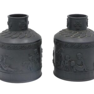 A Pair Of Wedgewood Basalt Caddies.