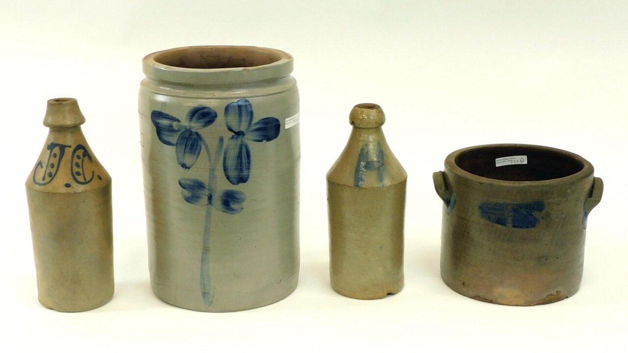 (4) Piece Of Blue Decorated Stoneware