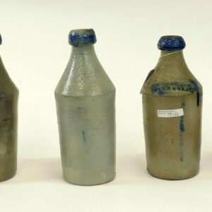 (8) Stoneware Bottles with Cobalt Enhancement.