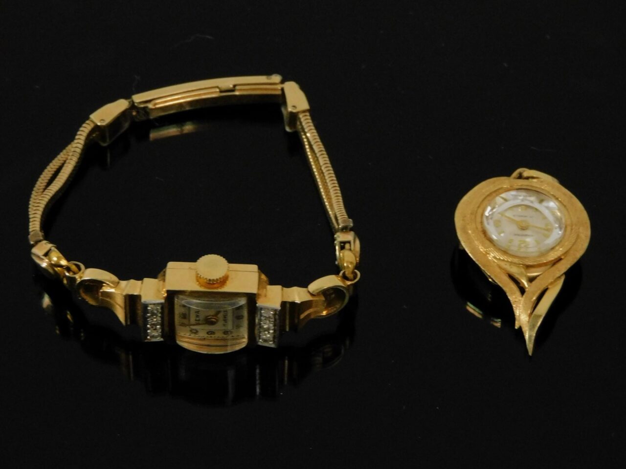 Fairfax 14K Gold Ladies Pendant Watch & Kewa 14K Gold Ladies Watch