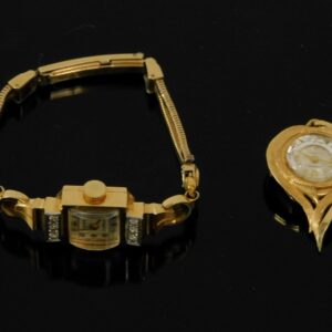 Fairfax 14K Gold Ladies Pendant Watch & Kewa 14K Gold Ladies Watch