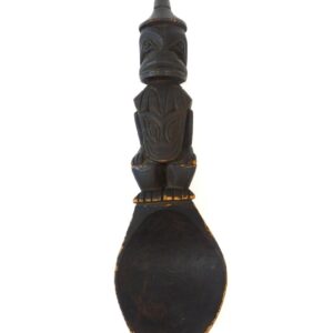 Northwest Coast Cedar Ladle with Kwakwaka'wakw Raven and Bear Carvings