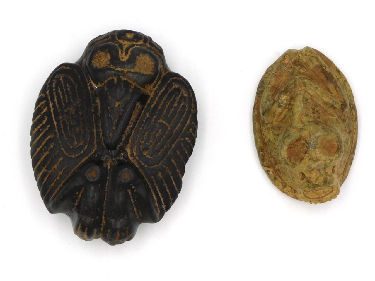 Taino Cemi-Stamps: Bird Man & Zoomorphic Transition. c 600-1500 AD. Length 3.5" & 2.5". Taino culture