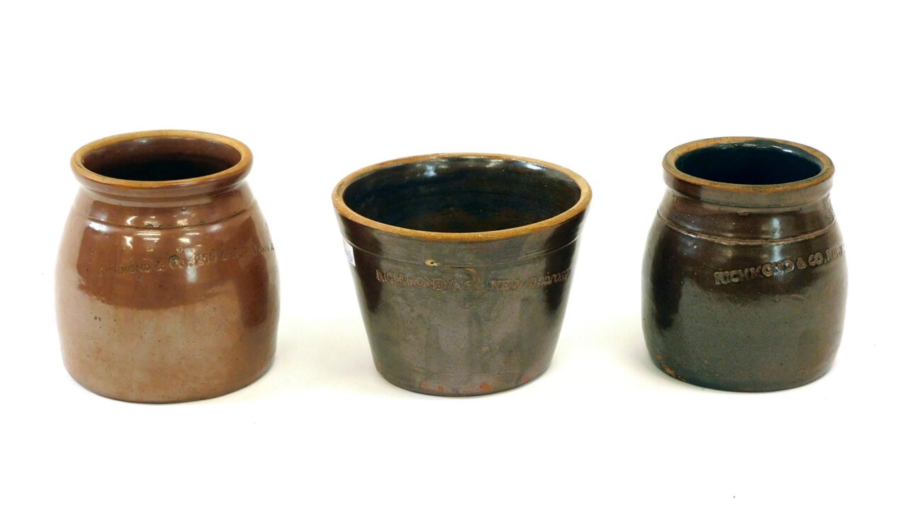 (3) New Bedford Stoneware Jars