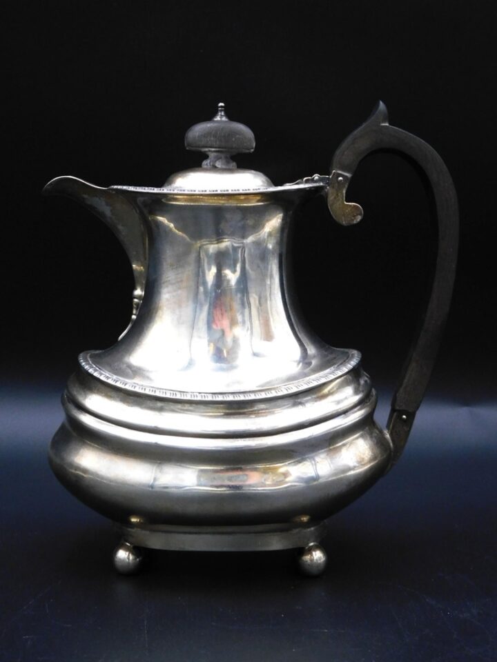 London 1911 English Silver Teapot with Ebony Handle and Finials by Unknown Artist