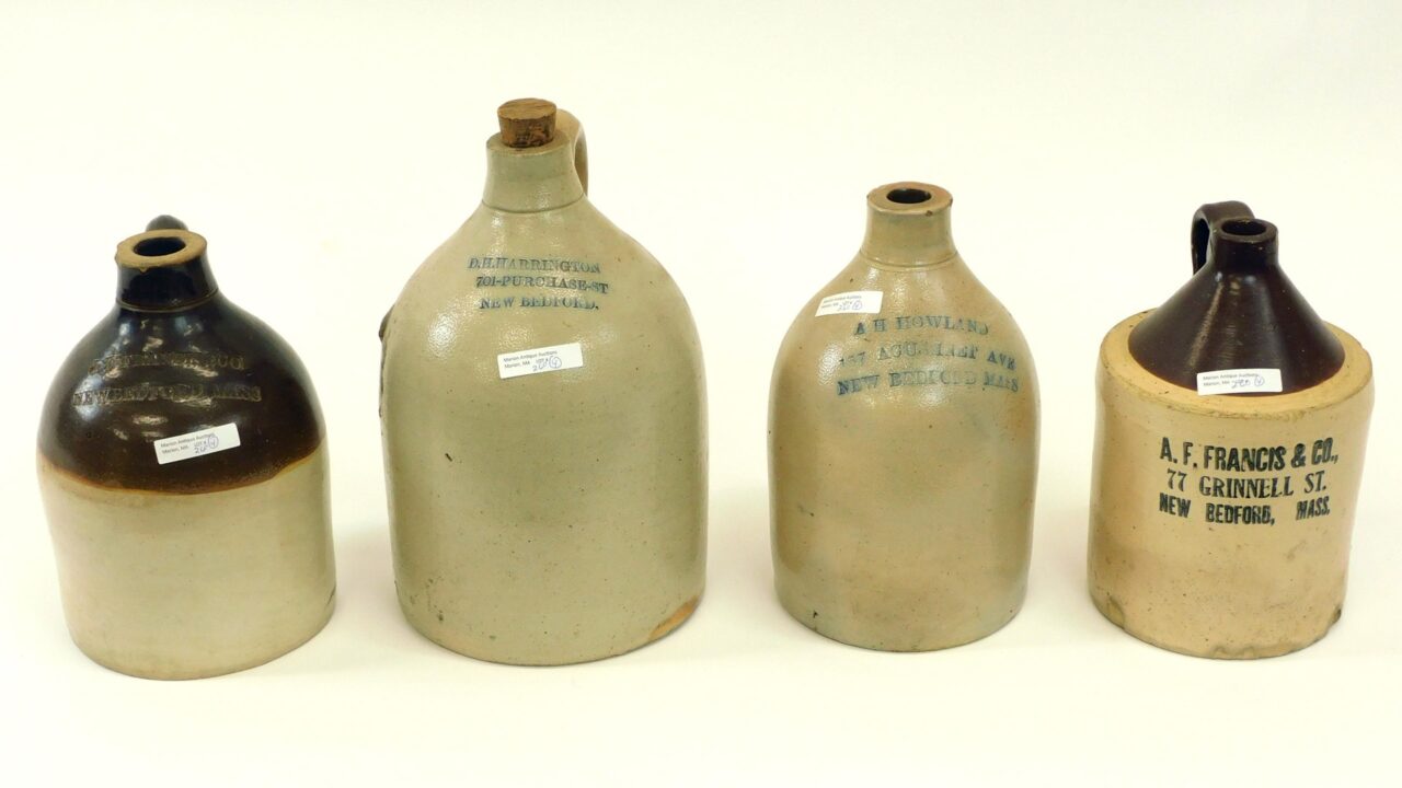 (4) New Bedford Stoneware Jugs