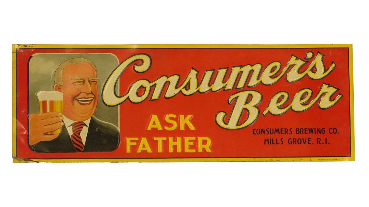 Embossed Tin Consumer's Beer Sign