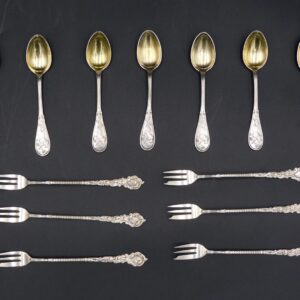 Lot of (13) Antique Silverware Pieces by Gorham and Tiffany. Victorian and Audubon Patterns. 6" and 4 3/4" long.