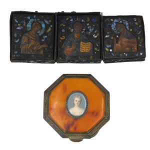 Russian Enamel Religious Folding Tryptic