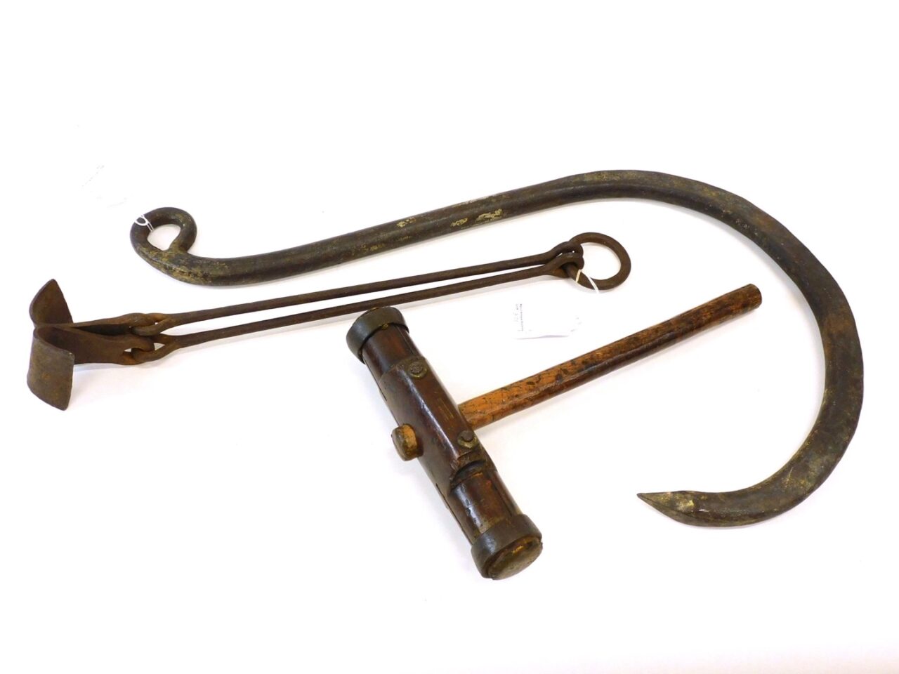 19th Century Nautical Tools and Iron Hook by Unknown Artist