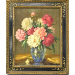 Pennsylvania Impressionist Still Life Painting of Carnations in Vase