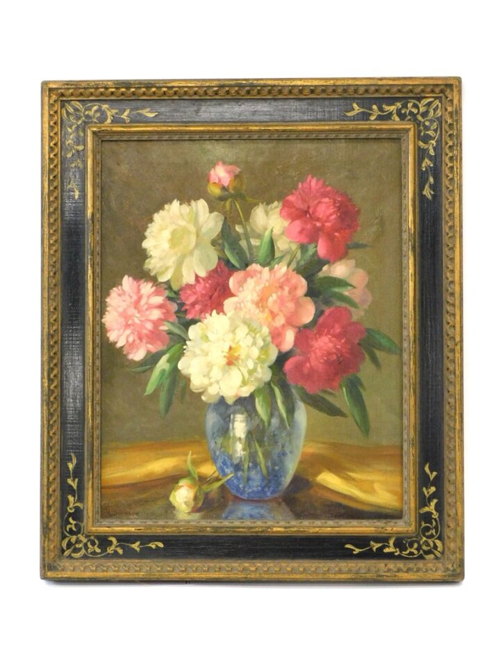 Pennsylvania Impressionist Still Life Painting of Carnations in Vase