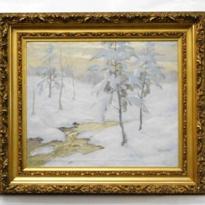 Henry Franklin Waltman (1871-1951) Winter Landscape Oil Painting on Canvas 1900 Auction Catalog Artwork.