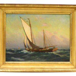 C. Myron Clark (1858-1925). "Ketch under Sail" Oil on Artist Board