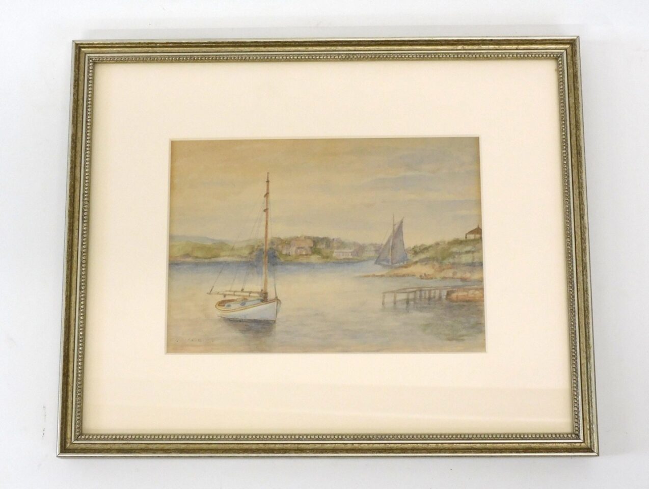 Edward R. Sisson (1828-1919) Watercolor Painting of Cat Boat and Anchor