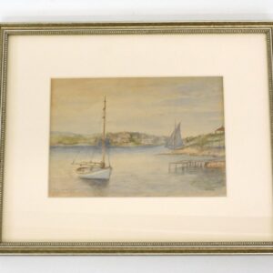 Edward R. Sisson (1828-1919) Watercolor Painting of Cat Boat and Anchor