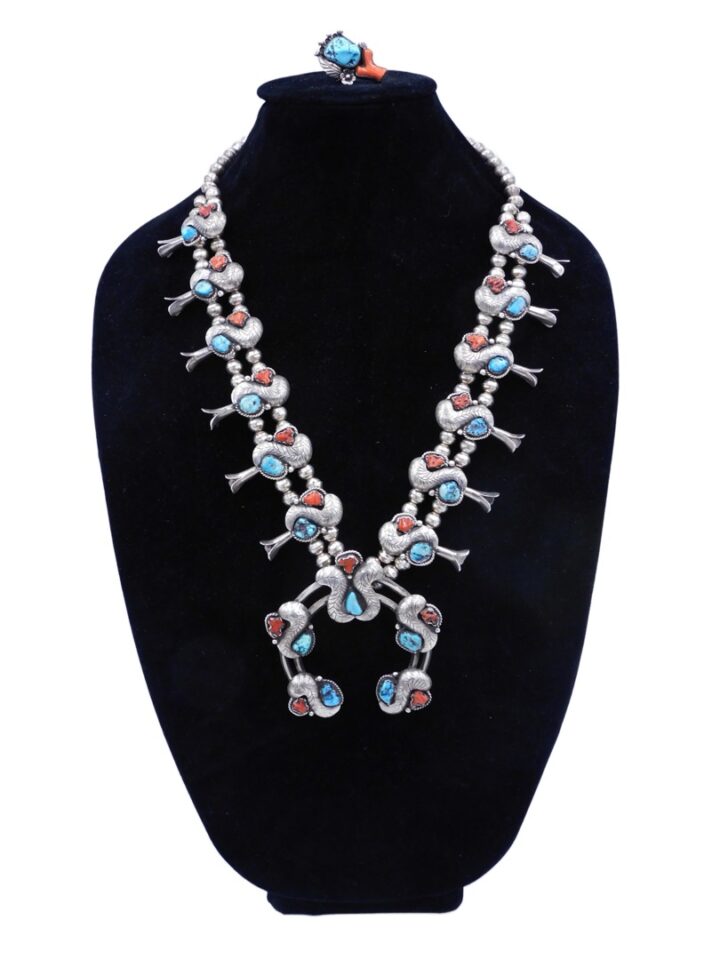 Navajo Silver Squash Blossom Necklace