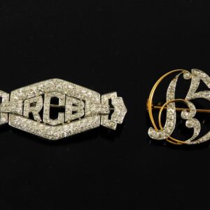 (2) Vintage Gold And Diamond Pins.