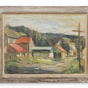 Bonnie Whittingham (1921-1997) Oil Painting on Canvas "Old Farm Scene" 20th Century