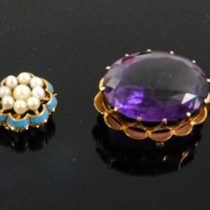 (2) 14K Gold Brooch Pendants.