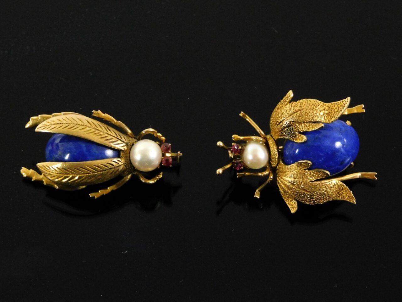 (2) 14K Gold Insect Brooch Pins.