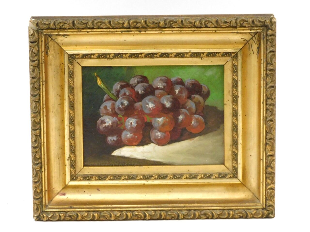 George Whitaker (1841-1916) "Grapes" Oil Painting on Canvas 19th Century.