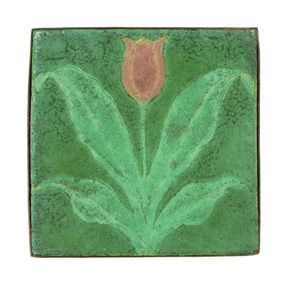 Grueby Tulip Tile in Copper Frame