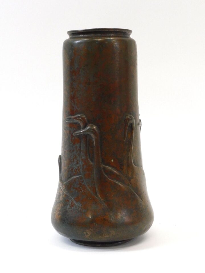 Franz Arthur Bischoff Bronze Vase with Bird Form Figures