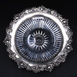 Cut Glass Bowl With Sterling Silver Rim.