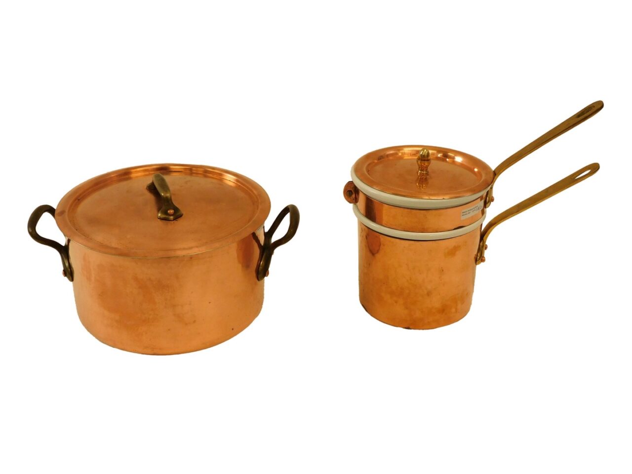 (2) Vintage Hammered French Copper Pots