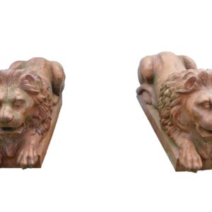 Pair Of Cast Iron Lions.