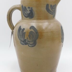 Early 19th c. Stoneware Batter Jug with Blue Wreath Decoration by Unknown Artist