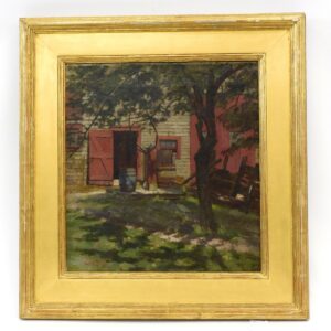 Frank Mathewson (1862-1941) "Work Shed Doorway" Carved and Gilded Frame