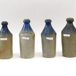 Ira Harvey Blue Shouldered Stoneware Beer Bottles