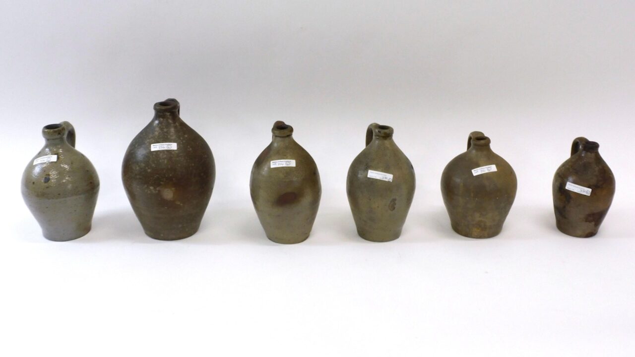 Six Small Ovoid Stoneware Jugs by Unknown Artist