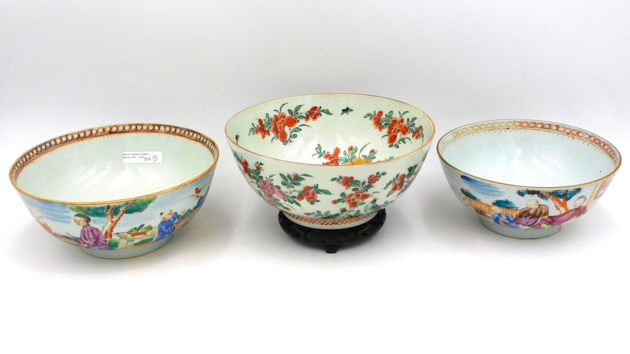 (3) Early Chinese Export Porcelain Bowls