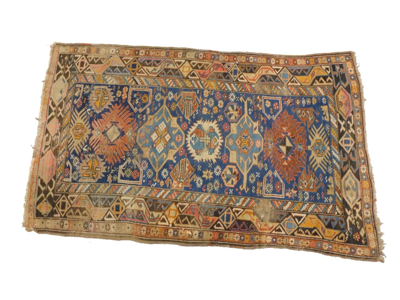 Late 19th/early 20th c. Oriental Caucasian Rug with Geometric Design by Unknown Artist