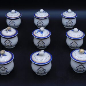 (9) Chinese Export Porcelain Pots De Crème