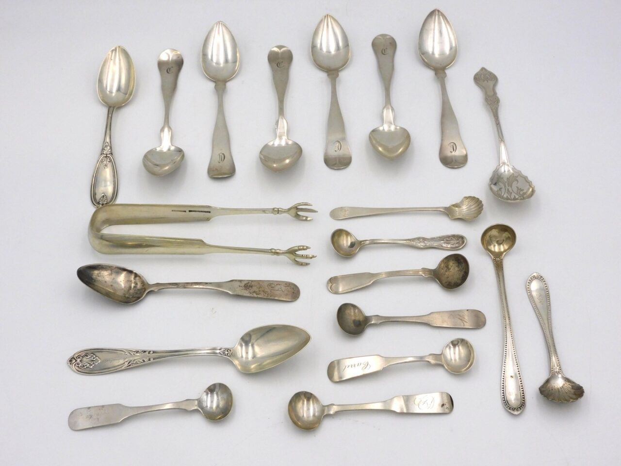 American Coin Silver Flatware Set by Various Makers