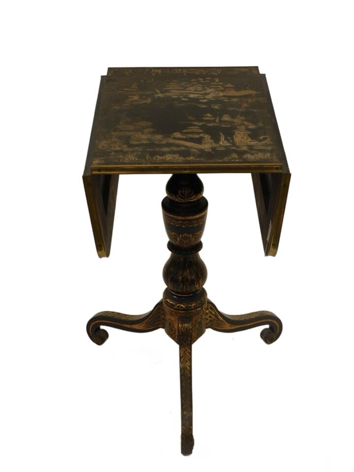 Chinese Lacquered Drop Leaf Table.