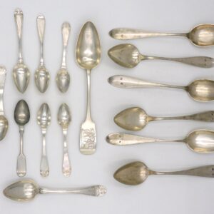 European Silver Serving Spoons and Teaspoons by Unknown Artist